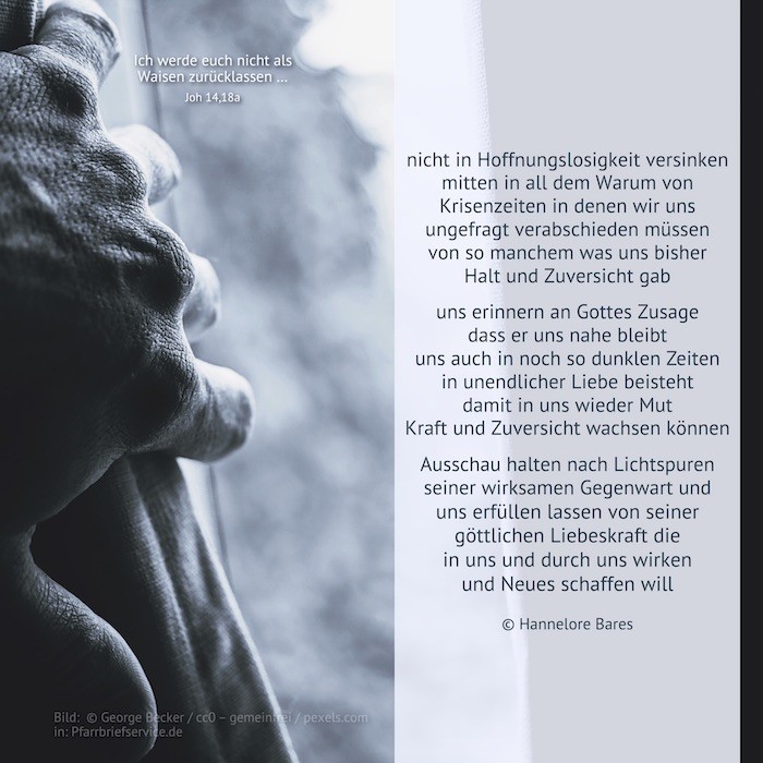 Eine Hand schiebt einen Vorhang zur Seite, daneben steht der Impulstext (c) Hannelore Bares Eine Hand schiebt einen Vorhang zur Seite, daneben steht der Impulstext